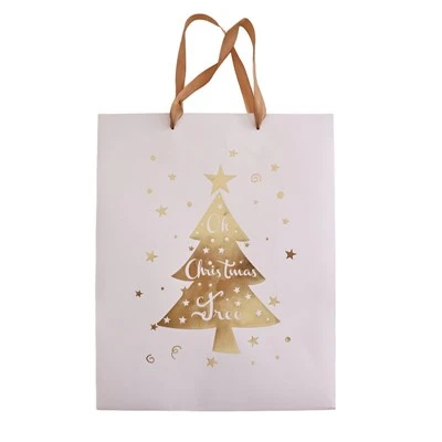 Tas Hadiah Kertas Natal Foil Emas Elegan